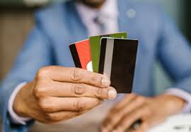 bank cards in hands